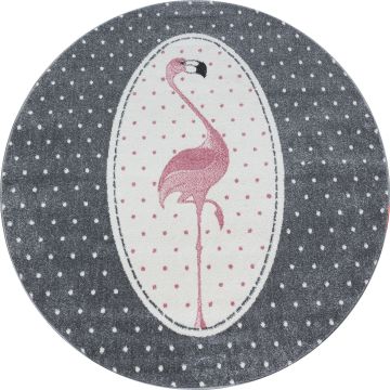 Kids Flamingo kinderzimmer teppich kurzflor rund Ø 120cm rosa