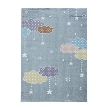 Lucky Wolken baby kinderzimmer teppich kurzflor rechteckig 140x200cm grau