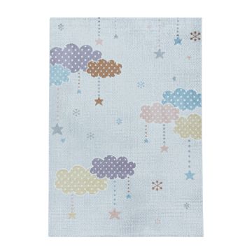 Lucky Wolken baby kinderzimmer teppich kurzflor rechteckig 120x170cm weiß