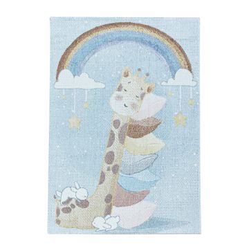 Lucky Giraffe baby kinderzimmer teppich kurzflor rechteckig 160x230cm blau