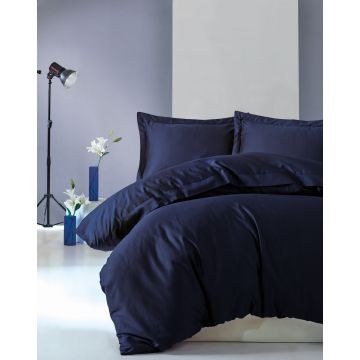 Elegant bettwäsche-set 200x220cm satin navy blau