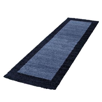 Life Shaggy Schatten teppich hochflor läufer 80x250cm navy blau