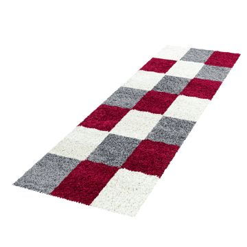 Life Shaggy Block teppich hochflor läufer 80x250cm rot