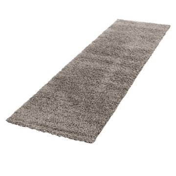 Life Shaggy teppich hochflor läufer 80x250cm taupe