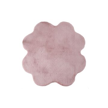 Caty Kleeblatt kinderteppich einfarbiger fluffy hochflor 90x90cm rosa