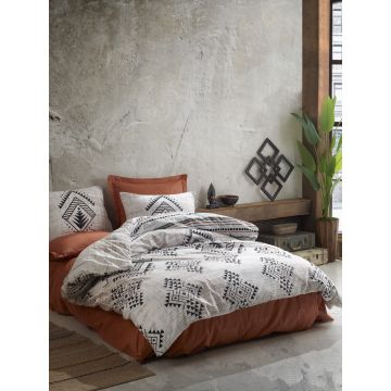 Ethnic bettwäsche-set 200x220cm baumwolle renforce lenuta zimt