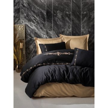 Brode Saten bettwäsche-set 200x220cm bestickt satin gloria gold