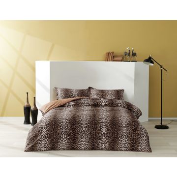 Leopard saten bettwäsche-set 200x220cm braun