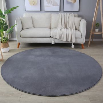 Sky teppich kurzflor rund Ø 200cm grau